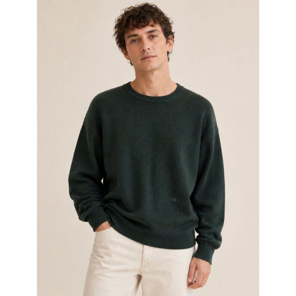 Vintage Valentino Studio Wool Sweater Mens M Green Made Italy Unisex